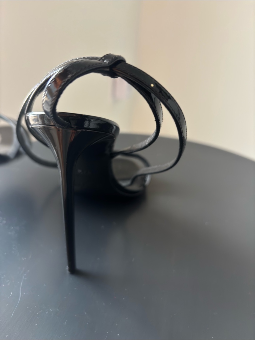 Saint Laurent Black Patent Leather Knotted Strap Stilettos - Picture 3 of 8